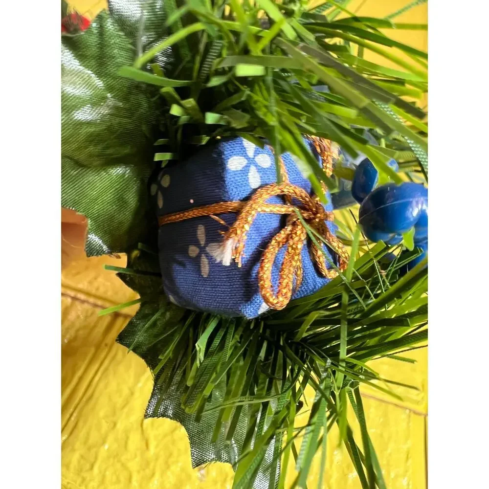 Vintage Christmas Floral Picks Holly Thred Spun Cotton Mini Ornament